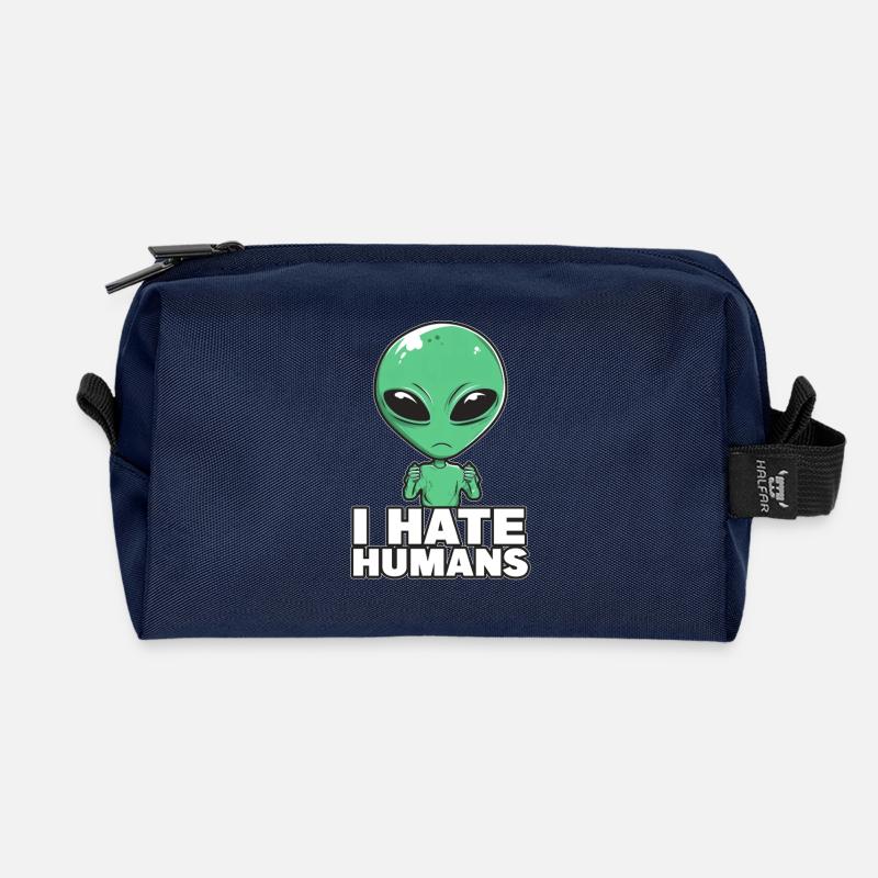 Alien I Hate Humans - Recycelte Kulturtasche - Navy