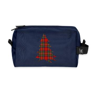 Schottischer Rot-Tartanbaum - Recycelte Kulturtasche - Navy - Vorne