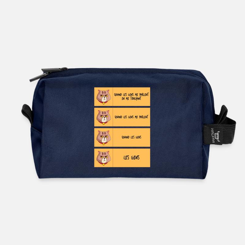 Chat grognon et limites personnelles - Recycled Toiletry Zip Bag - navy