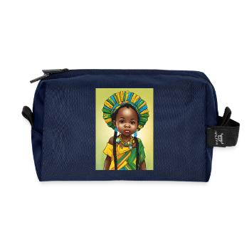 Afrikanisches Mädchen im bunten Frost - Recycelte Kulturtasche - Navy - Vorne