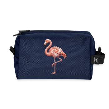Mosaïque de flamants roses - Art tropical pour les amateurs d’oiseaux - Trousse de toilette en tissu recyclé - marine - Devant