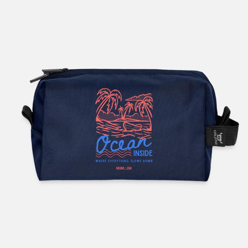 Ozean innerhalb von Palm Island - Recycelte Kulturtasche - Navy