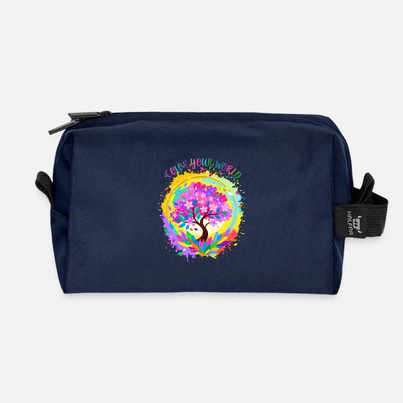Farbenfroher blühender Baum - Recycelte Kulturtasche - Navy