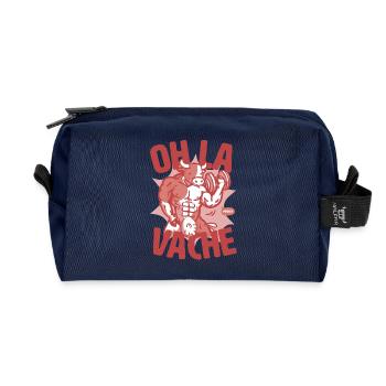 Oh the RED cow: for goofy goofy weight training - Recycled Toiletry Zip Bag - navy - Front