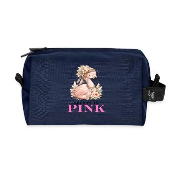 Flamingo Blossoms Pink - Recycled Toiletry Zip Bag - navy - Front