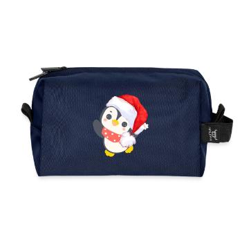 Weihnachts Pingu - Recycelte Kulturtasche - Navy - Vorne