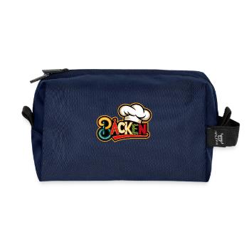 Backen mein Hobby - buntes Bäckermotiv - Recycelte Kulturtasche - Navy - Vorne