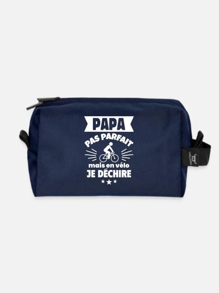 Papa pas parfait vélo cyclisme cycliste humour - Trousse de toilette en tissu recyclé - marine