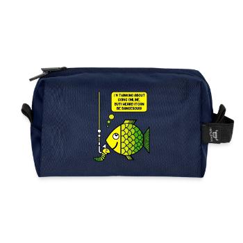 Fishing and humor - Recycled Toiletry Zip Bag - navy - Front