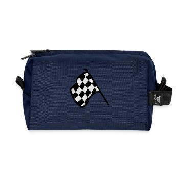 Chequered Racing Flag - Recycled Toiletry Zip Bag - navy - Front