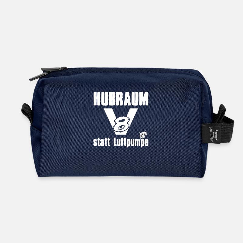 Hubraum V8 Motor statt Luftpumpe Turbolader - Recycelte Kulturtasche - Navy