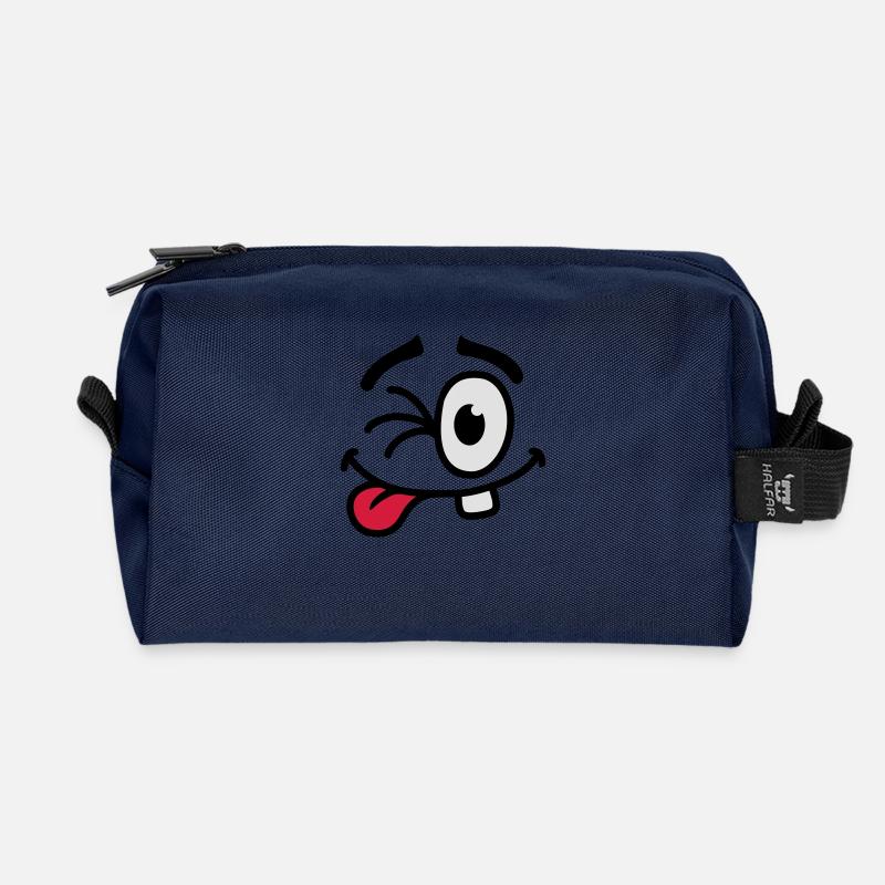 Cool Smiley Face - Recycelte Kulturtasche - Navy
