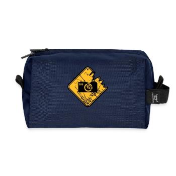 Danger warning sign camera - Recycled Toiletry Zip Bag - navy - Front