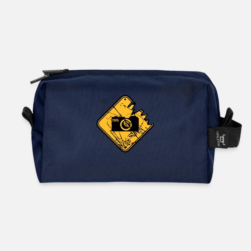 Gefahr Warnung Schild Kamera - Recycelte Kulturtasche - Navy