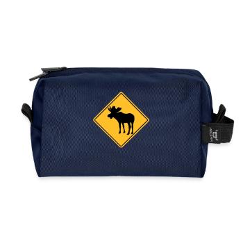 Moose Road Sign - Recycelte Kulturtasche - Navy - Vorne