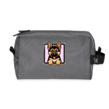 German Shepherd Pup - Recycled Toiletry Zip Bag - anthracite - Front