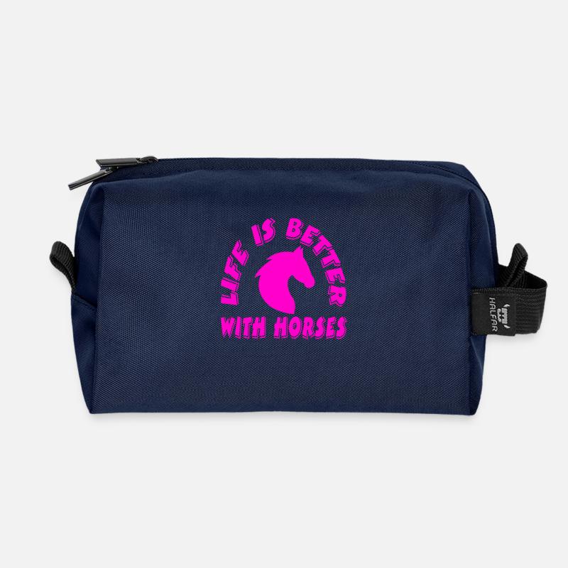 Pferde - Recycelte Kulturtasche - Navy