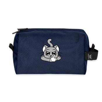 Méchant chat montre un doigt d’honneur Insulte Main Fun - Trousse de toilette en tissu recyclé - marine - Devant