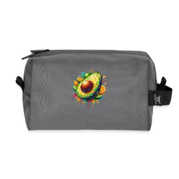 Avocat et agrumes peinture coulante - Trousse de toilette en tissu recyclé - anthracite - Devant