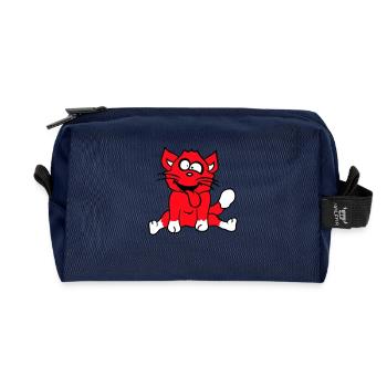 Chat Plisse les yeux Drôle Fou Langue Sortie Grimace - Trousse de toilette en tissu recyclé - marine - Devant
