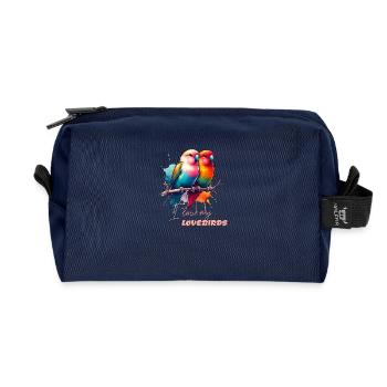 Lovebird Bird Agapornids Inseparable - Recycled Toiletry Zip Bag - navy - Front