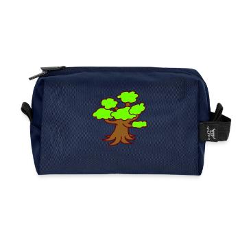 Grand Vieil Arbre Vert Forêt Nature Bois Plante - Trousse de toilette en tissu recyclé - marine - Devant