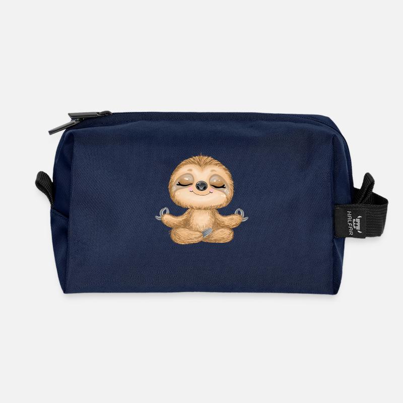 Yoga Sloth - Recycled Toiletry Zip Bag - navy