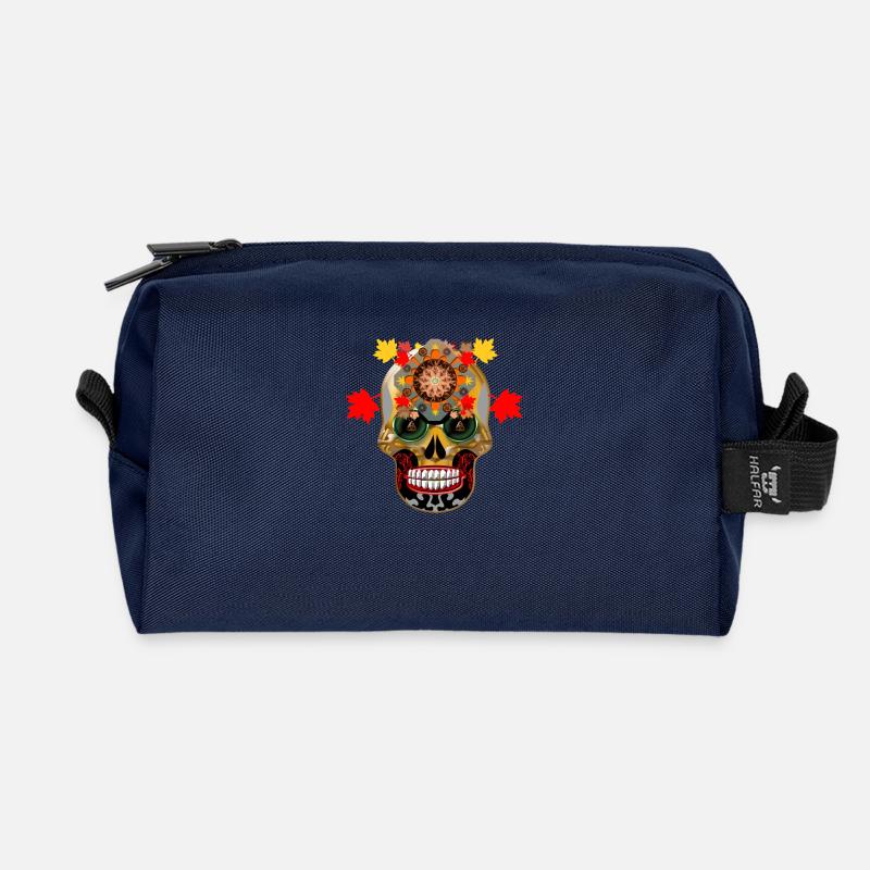 Schädel 9 - Recycelte Kulturtasche - Navy