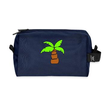 Palme Insel Baum Strand Urlaub Kokosnuss Meer Cool - Trousse de toilette en tissu recyclé - marine - Devant
