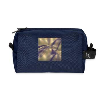 Blue pattern on gold! - Recycled Toiletry Zip Bag - navy - Front