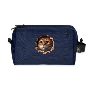 Cat in the Hole 2 - Recycled Toiletry Zip Bag - navy - Front