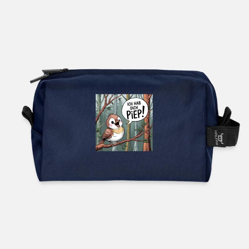 Vogel: Ich hab dich Piep - Recycelte Kulturtasche - Navy