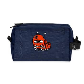 Caterpillar Evil Pirate Sailor Hat Funny Cute Comic - Recycled Toiletry Zip Bag - navy - Front