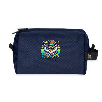 Ernste Cowboy Eule mit Cowboyhut - Recycelte Kulturtasche - Navy - Vorne