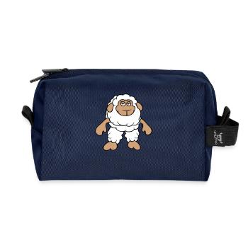 Schaf Steht Cool Gelangweilt Müde Cartoon Comic - Recycelte Kulturtasche - Navy - Vorne