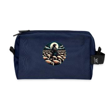 Bergers et troupeau de brebis - Trousse de toilette en tissu recyclé - marine - Devant