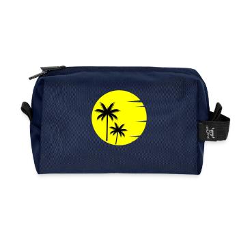 Sunset Palmen - Recycelte Kulturtasche - Navy - Vorne
