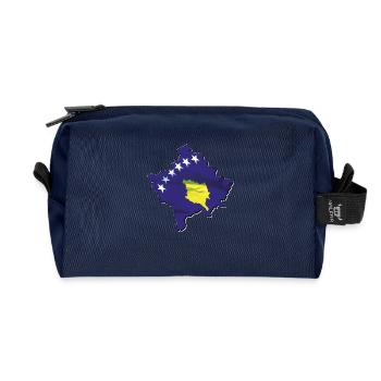 Kosovo Flagge in der Kosovo Landkarte - Recycelte Kulturtasche - Navy - Vorne