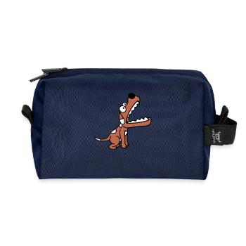chien grande bouche museau faim regarder vers le haut - Trousse de toilette en tissu recyclé - marine - Devant
