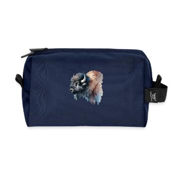 Bison Painting - Recycled Toiletry Zip Bag - navy - Front
