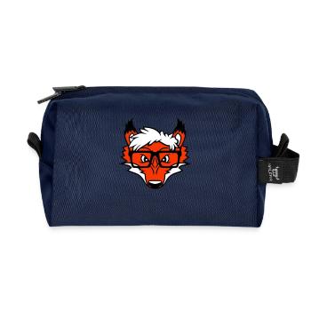 Fox Nerd Horn-rimmed Glasses Geek Smart Intelligent Cool - Recycled Toiletry Zip Bag - navy - Front