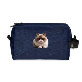 Grumpy Monday Cat, , Monday Grouch - Recycled Toiletry Zip Bag - navy - Front