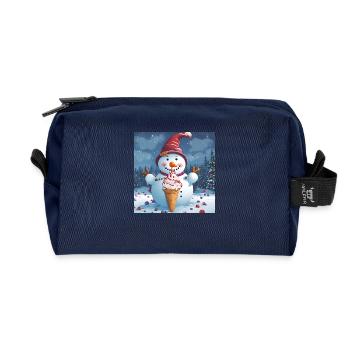 Snowman with icecream - Trousse de toilette en tissu recyclé - marine - Devant