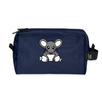 Mouse big sausage eating hunger sausage grilling - Recycled Toiletry Zip Bag - navy - Front
