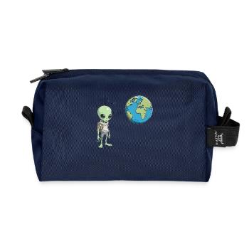 Alien und die Erde - Recycelte Kulturtasche - Navy - Vorne