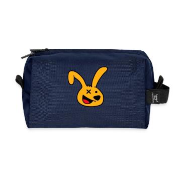 Hase verrückt wahnsinnig lachen komisch verwirrt - Recycelte Kulturtasche - Navy - Vorne
