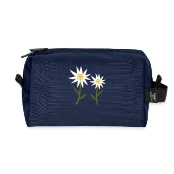 edelweiss flowers - Recycled Toiletry Zip Bag - navy - Front