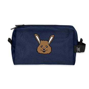 Hase Kaninchen Häschen Cartoon Kleintier niedlich - Recycelte Kulturtasche - Navy - Vorne