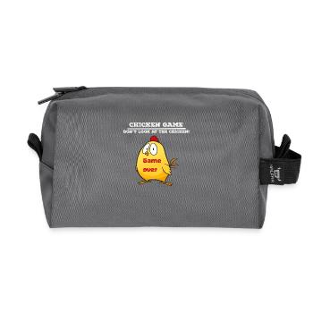 Chicken game weiss - Recycelte Kulturtasche - Anthrazit - Vorne