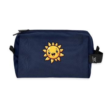 Soleil qui rit – bonne humeur garantie - Trousse de toilette en tissu recyclé - marine - Devant